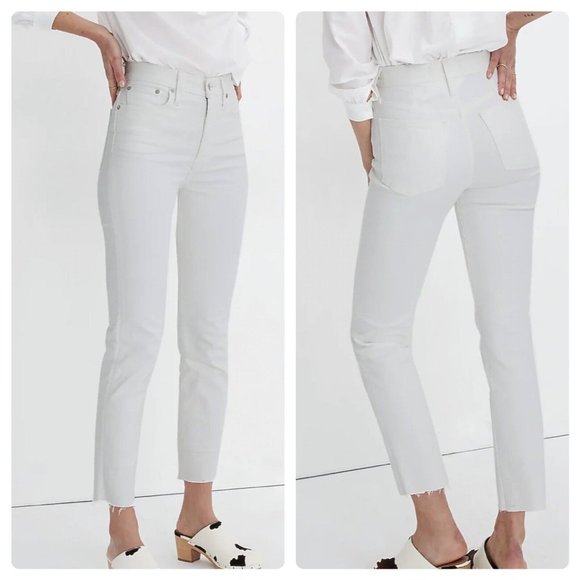 Madewell Denim - Madewell The Perfect Vintage High Rise Raw Hem Jean in Tile White Womens sz 28